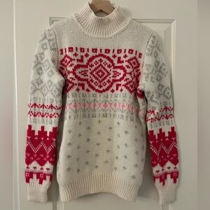 Cozy Fair Isle Knit Sweater - Red, pink and Cream